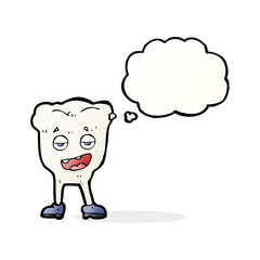 cartoon tooth looking smug with thought bubble