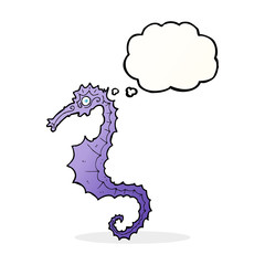 cartoon sea horse with thought bubble