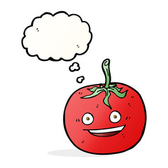 cartoon tomato with thought bubble