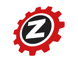 Z red gear letter logo