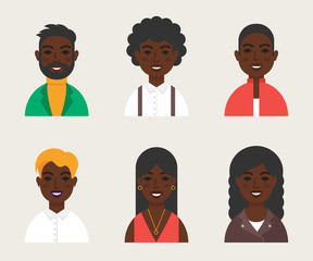 Set of avatars modern vector style. Male and female character