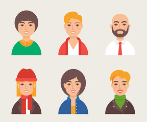 Fototapeta premium Set of avatars modern vector style. Male and female character