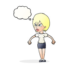 cartoon annoyed woman with thought bubble