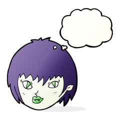cartoon vampire girl face with thought bubble