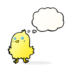 cartoon bird with thought bubble
