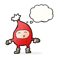 cartoon funny christmas character with thought bubble