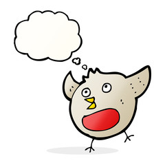 funny cartoon christmas robin with thought bubble