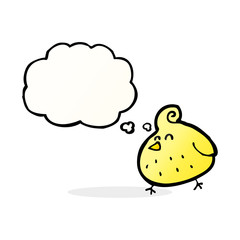 cartoon bird with thought bubble