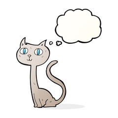 cartoon cat with thought bubble