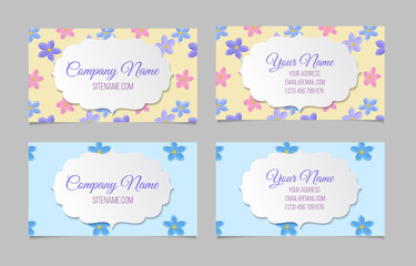 Set of two double-sided floral business cards