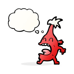 cartoon funny christmas creature with thought bubble