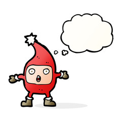 cartoon funny christmas creature with thought bubble