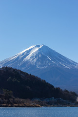 MT fuji kawaguchiko lake on blue sky