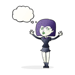 cartoon vampire girl with thought bubble