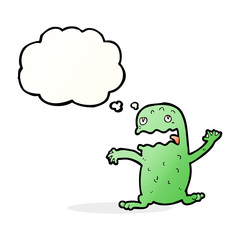 cartoon funny frog with thought bubble
