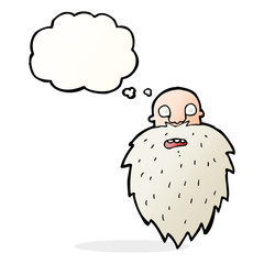 cartoon bearded man with thought bubble