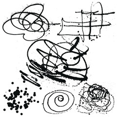 Obraz premium Splatter Black Ink Background collection set. Hand Drawn Spray B