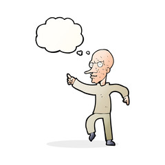 cartoon angry old man with thought bubble