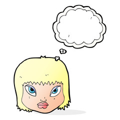 cartoon annoyed face with thought bubble