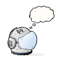cartoon astronaut helmet with thought bubble