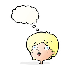 cartoon amazed expression with thought bubble