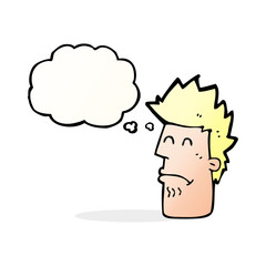 cartoon man feeling sick with thought bubble