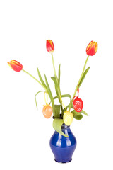 Tulips in a vase isolated on white