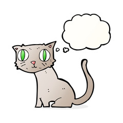 cartoon cat with thought bubble