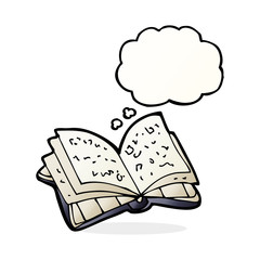 cartoon open book with thought bubble