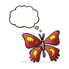 cartoon butterfly with thought bubble