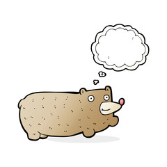 funny cartoon bear with thought bubble