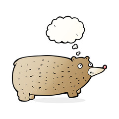 funny cartoon bear with thought bubble