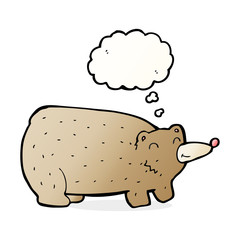 funny cartoon bear with thought bubble