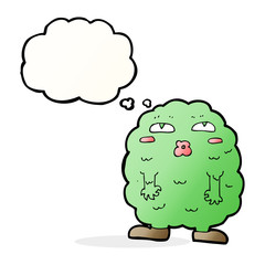 funny cartoon monster with thought bubble