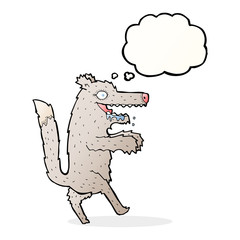 cartoon big bad wolf with thought bubble