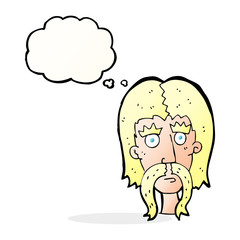 cartoon man with long mustache with thought bubble