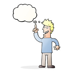 cartoon man with great new idea with thought bubble