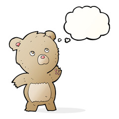Obraz na płótnie Canvas cartoon curious teddy bear with thought bubble