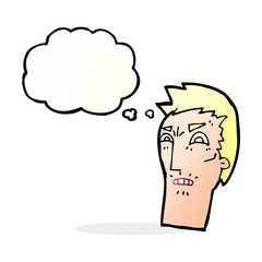 cartoon angry face with thought bubble