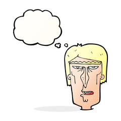 cartoon angry face with thought bubble
