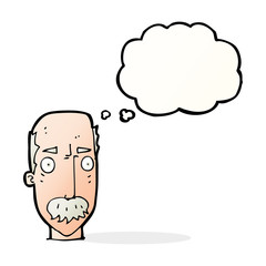 cartoon annoyed old man with thought bubble