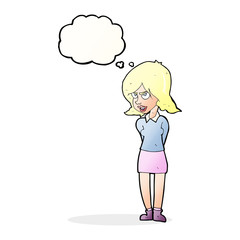 cartoon annoyed woman with thought bubble