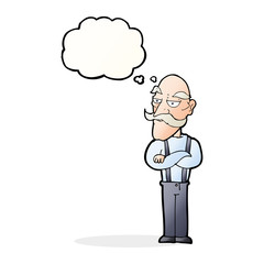 cartoon bored old man with thought bubble