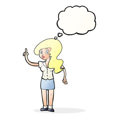 cartoon pretty woman with idea with thought bubble