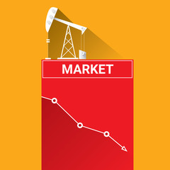 Oil price falling down graph illustration. vector 