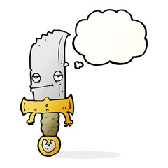 Fototapeta premium knife cartoon character with thought bubble
