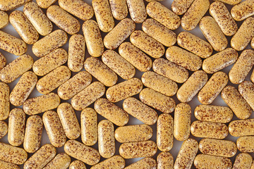 Top view of pills as background