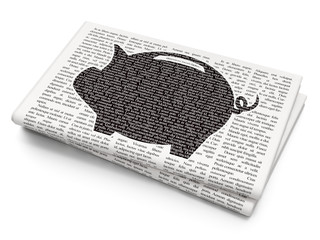 Currency concept: Money Box on Newspaper background