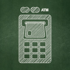 Money concept: ATM Machine on chalkboard background