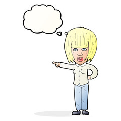 cartoon pointing annoyed woman with thought bubble